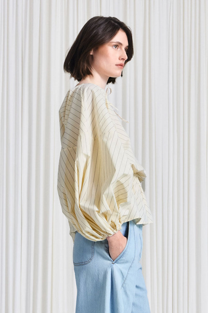 The Sonnet Top in Cream Cotton Pinstripe – palmer//harding