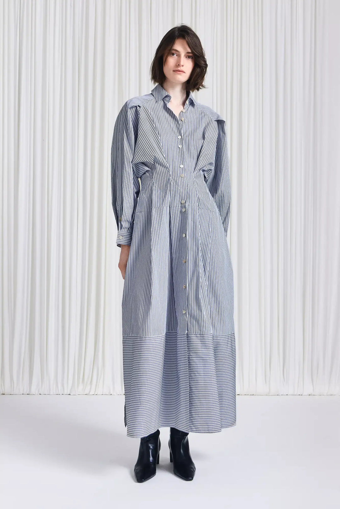 The Vessel Dress in Navy Striped Cotton Poplin – palmer//harding