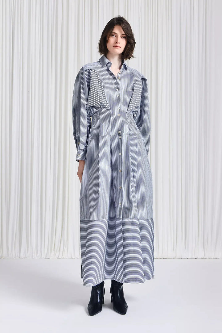 The Vessel Dress in Navy Striped Cotton Poplin – palmer//harding