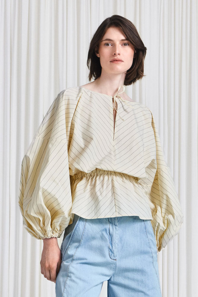 The Sonnet Top in Cream Cotton Pinstripe – palmer//harding