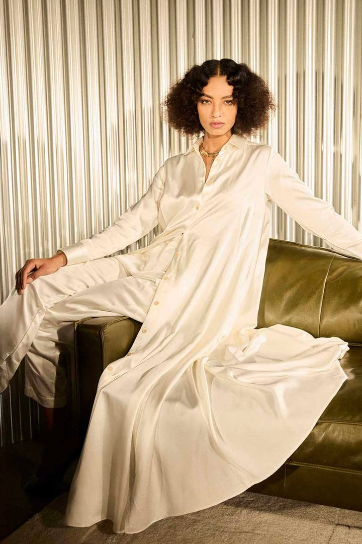 Rhythm Dress in Ivory Satin Viscose – palmer//harding