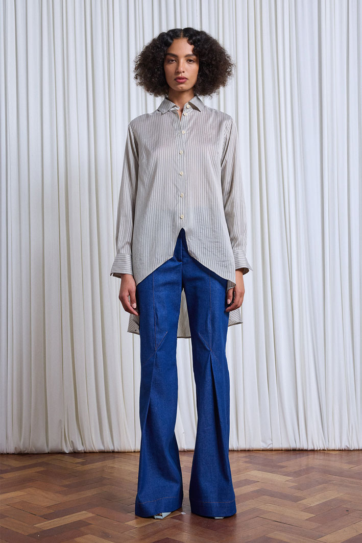 The Rhythm Shirt in Beige Silk Stripe – palmer//harding