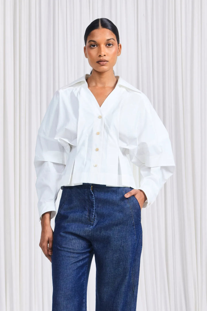 The Honesty Opens Shirt in White Cotton Poplin – palmer//harding